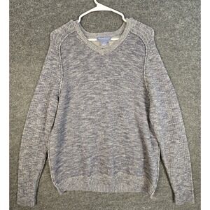 Tommy Bahama Mens Reversible V Neck Sweater M Blue Gray Heathered Wool Blend